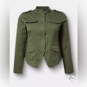 Torrid Plus Size Stretch Olive Green Twill Army Jacket Size 4X